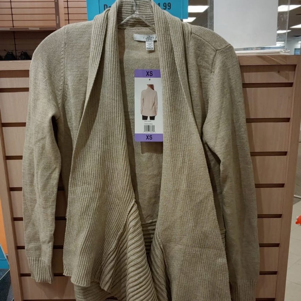 FEVER Women's Waterfall Cozy Relaxed Cardigan --Oatmeal - Picture 4 of 6